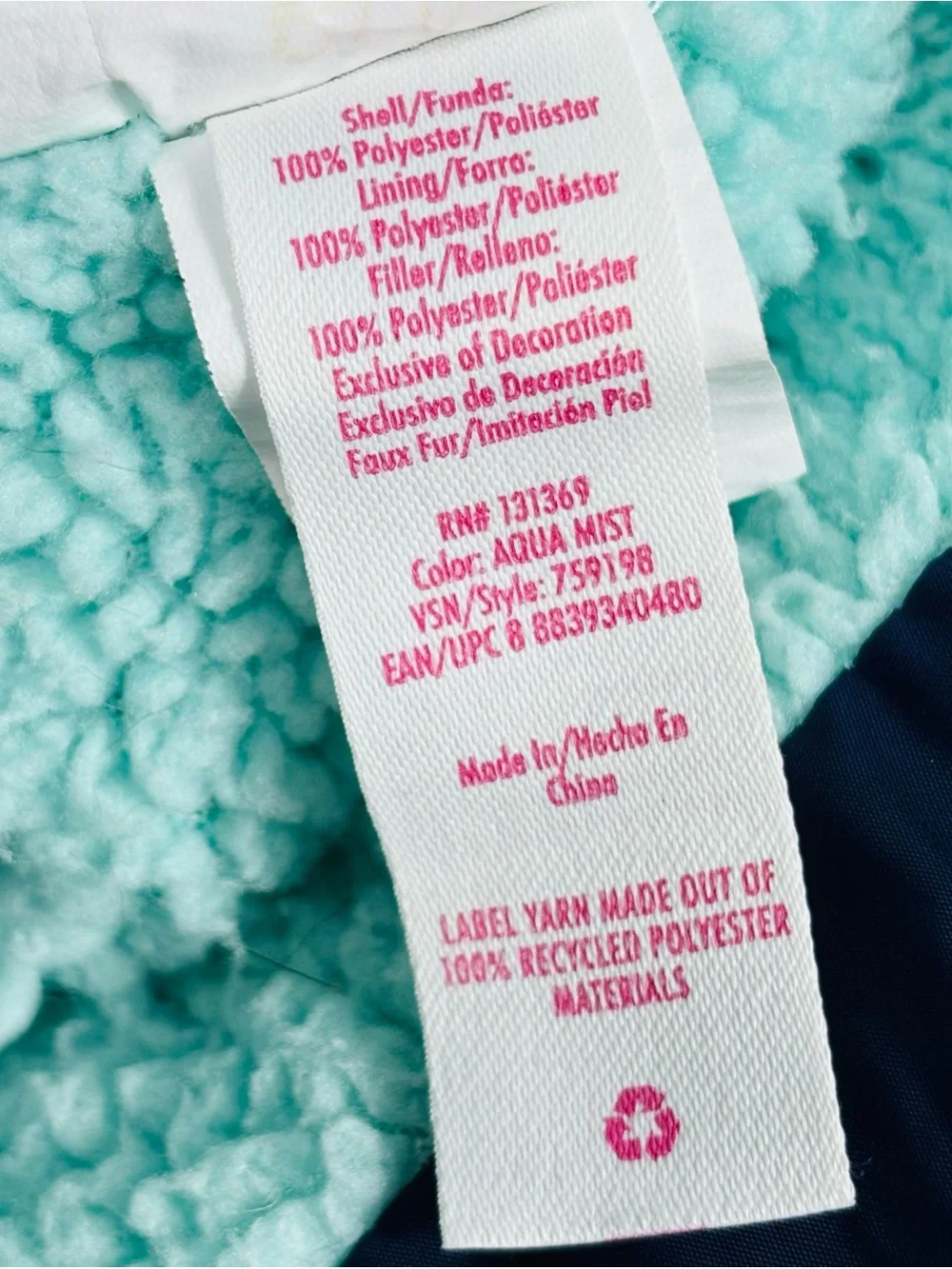 Justice Ombre Aqua to Navy Puffer Jacket K163